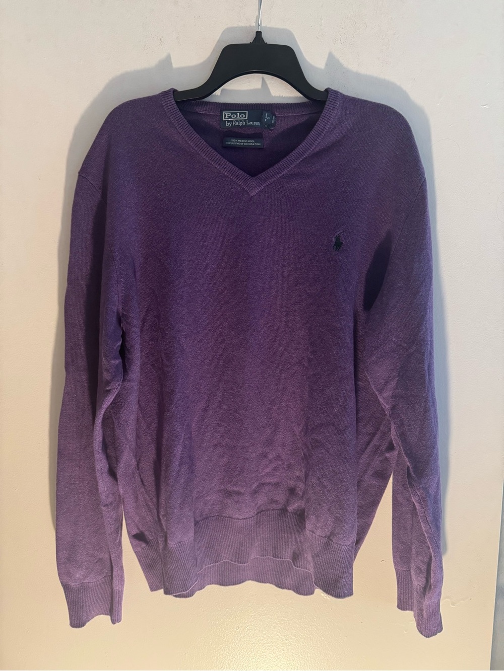Ralph Lauren Men's V-Neck Merino Wool Sweater in Purple Size XL